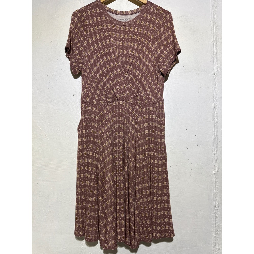 Torrid Womens Super Soft Medallion Print Pockets Dress 0 Mauve Rayon Knit Boho